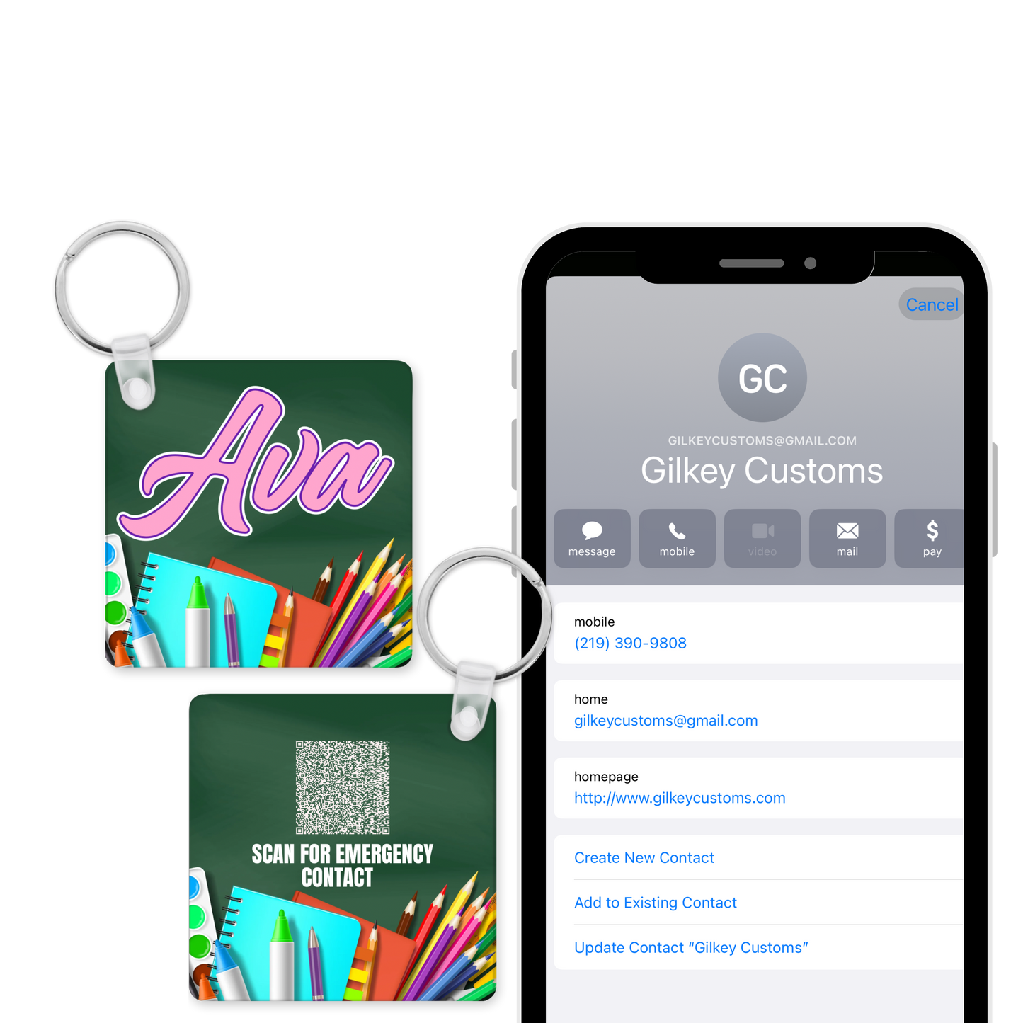 Emergency Contact Keychain